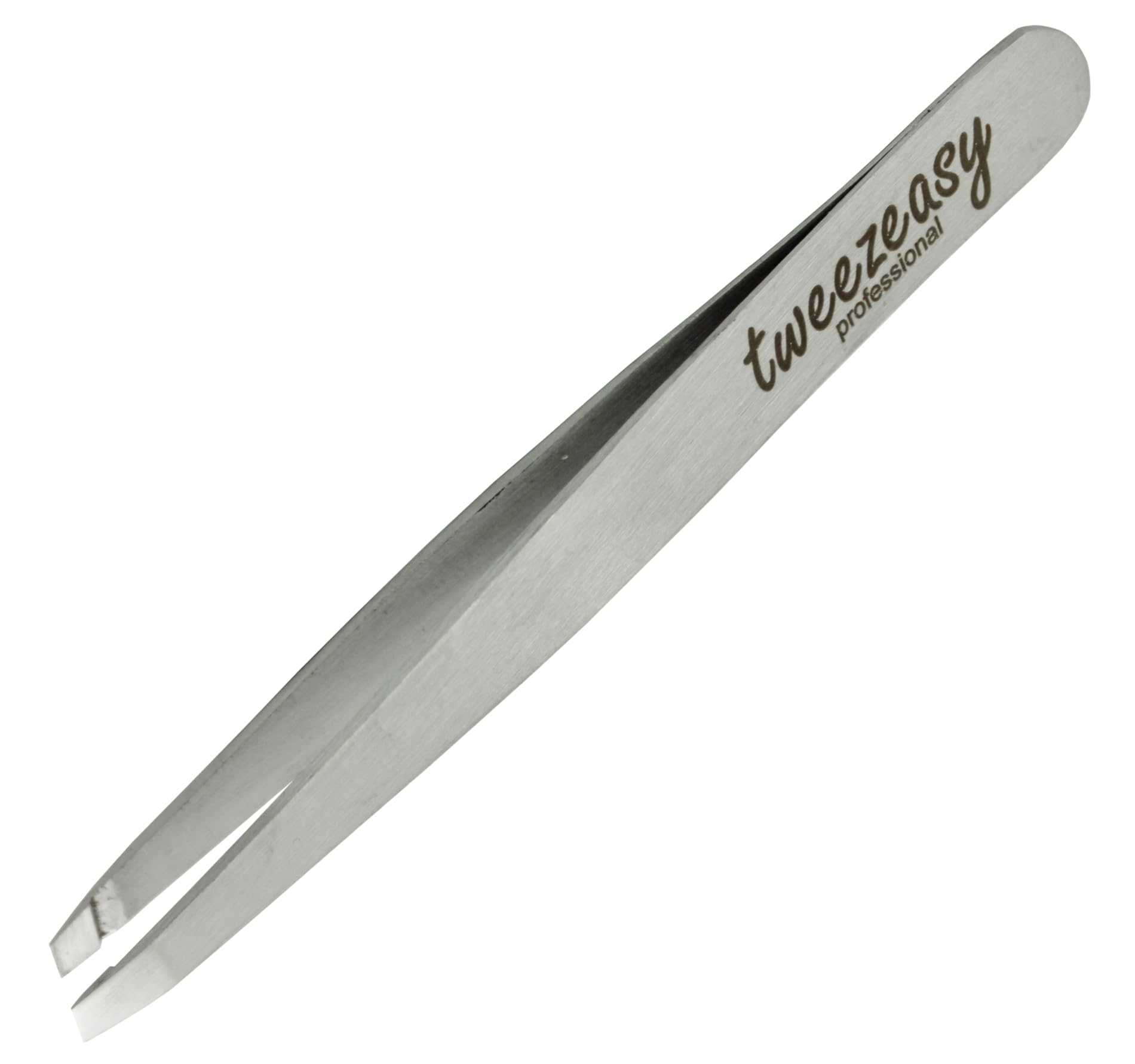 Professional Eyebrow Tweezers with Slanted Tip and PVC Case Tweezeasy