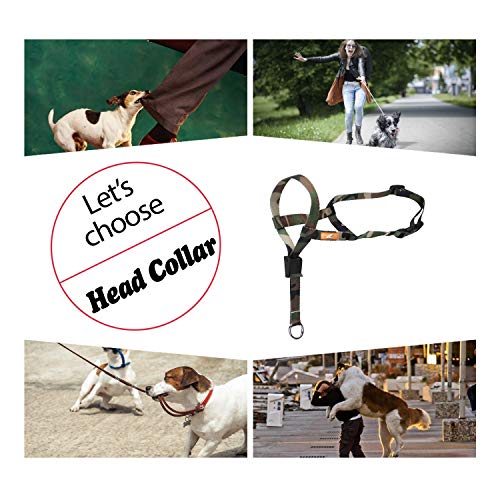 wintchuk Patterned Dog Head Collar with 2 Colorful Designs, Head Harness Stops Dog Pulling, Head Leash(L, Army Green) - Thumbnail 6