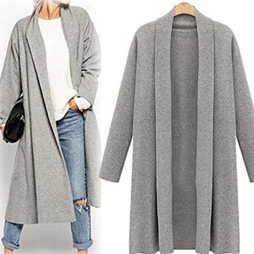 KESEE Clearance Cardigan â˜€ Women's Solid Lightweight Knitted Open Front Long Overcoat Waterfall Cardigan (XL, Gray)