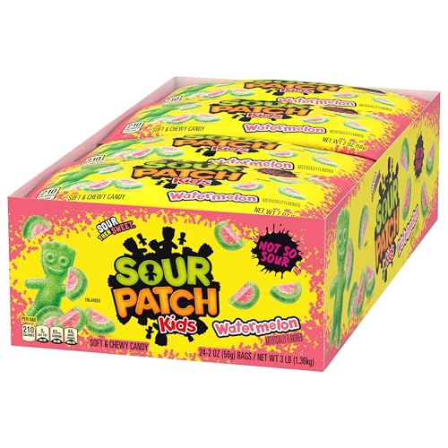 SOUR PATCH KIDS WATERMELON SOFT & CHEWY GUMMY CANDY, BULK CANDY, 24 – 2 OZ BAGS