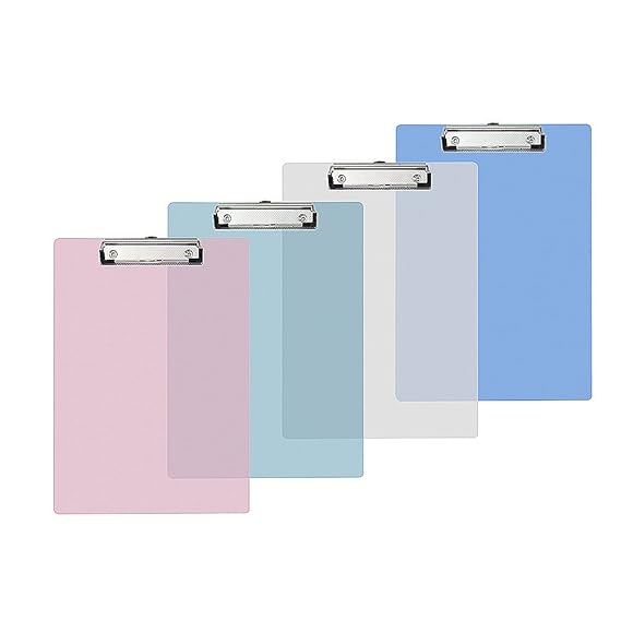 Vordas 4 Stück Klemmbrett A4 mit Metallklemme, Ideal für die Tägliche Arbeit, 4 Farben, 315 * 225MM