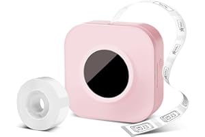 Memoqueen Mini Label Maker Machine with Tape, Q30S Portable Bluetooth Label Printer for Storage, Barcode, Mailing, Office, Home, Organizing, Sticker Maker Label Makers with Multiple Templates, Pink