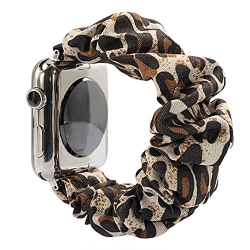 juanxian Scrunchie Elastic Watch Wristbands Replacement for Apple Watch, Soft and Stretchy Watch Scrunchy Strap Compatible with iWatch Series1-5 (38MM/40MM, 42MM/44MM) (Leopard2, 38mm/40mm)