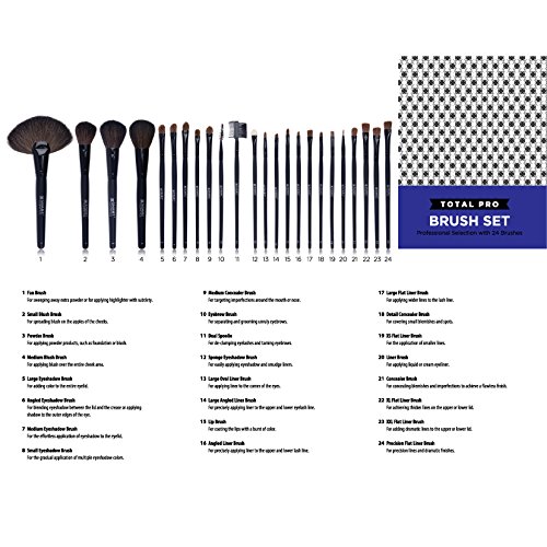 SHANY Studio Quality Natural Cosmetic Brush Set with Faux Leather Pouch, 24 Count