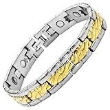 Titanium Magnetic Therapy Bracelet for Arthritis Pain Relief Two Tone Size Adjusting Tool and Gift Box Included By Willis Judd (Two Tone Gold and Silver)