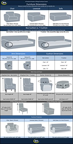 Serta | Relaxed Fit Durable Woven Linen Canvas Furniture Slipcover (T-Sofa, Natural) - Thumbnail 3
