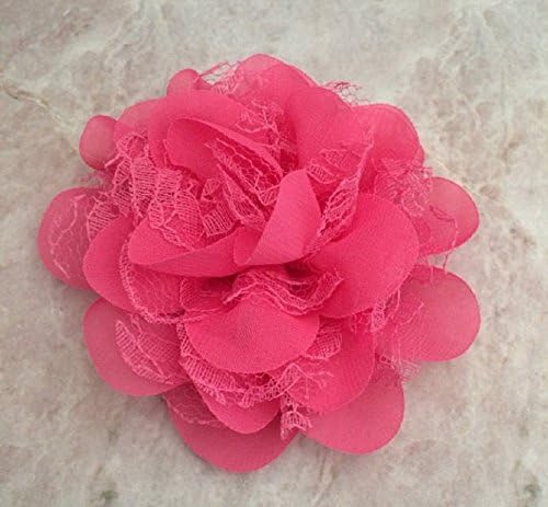 Fuschia Lace and Nylon Flower Bow Dog Collar Accessory