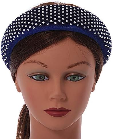 Retro Thicken Padded Velvet Diamante Wide Chunky Hair Band/HeadBand/Alice Band in Blue - Image 3
