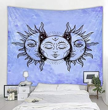 DJSK Wandteppich, Wandteppich, Wandteppich, Sonnenblau, Mond, 150 x 230