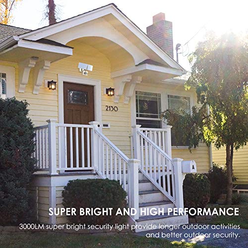 Motion Sensor Light, Security Light Outdoor Flood Light 2 Head Night Floodlight Waterproof IP65 Outside Wall for Porch, Garage, Yard, Pathway, Patio, Driveway, 3000 Lumen, 6000K - Thumbnail 4