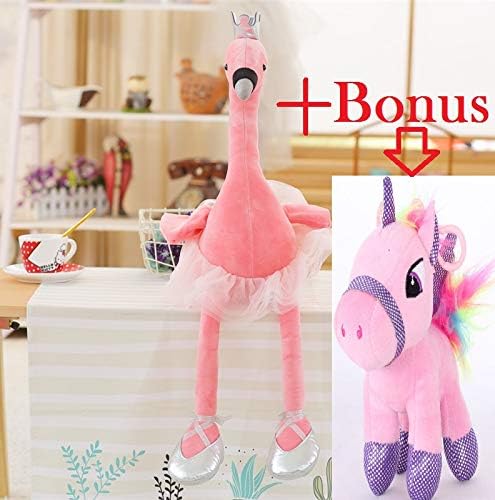 JEWH Swan Plush Toys - Cute Flamingo Doll - Stuffed Soft Animal - Doll Ballet swan with Crown - Toy Gift for Girl [1PC 35CM] ( Pink)