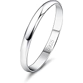 Diamday S925 Sterling Silver Rings for Women Men High Polished Sterling Silver Band Thumb Stackable Ring Comfort Fit 1mm 2mm 4mm