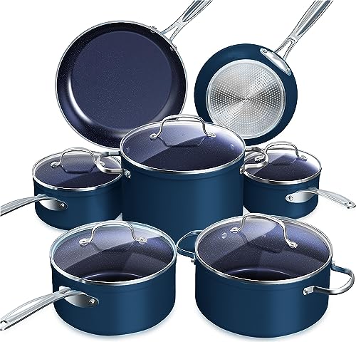 Nuwave Healthy Duralon Kochgeschirr-Set, Keramik, antihaftbeschichtet, Diamant-infundiert, kratzfest, PTFE- und PFOA-frei, ofenfest, induktionsbereit