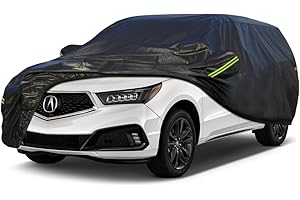 KouKou Waterproof SUV Car Cover Suitable for Acura MDX from 2001 to 2024, 6 Layers Windproof All Weather Waterproof Outdoor Cover Sun Rain UV Dust Snow Protection. Black