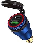 iMESTOU Aluminum 30W Power Delivery DIN Power Plug Charger to USB C and Quick Charge USB 3.0 Motorcycle DIN Adapter Waterproof Fits for Hella 12V-24V DIN Socket/BMW Ducati Triumph