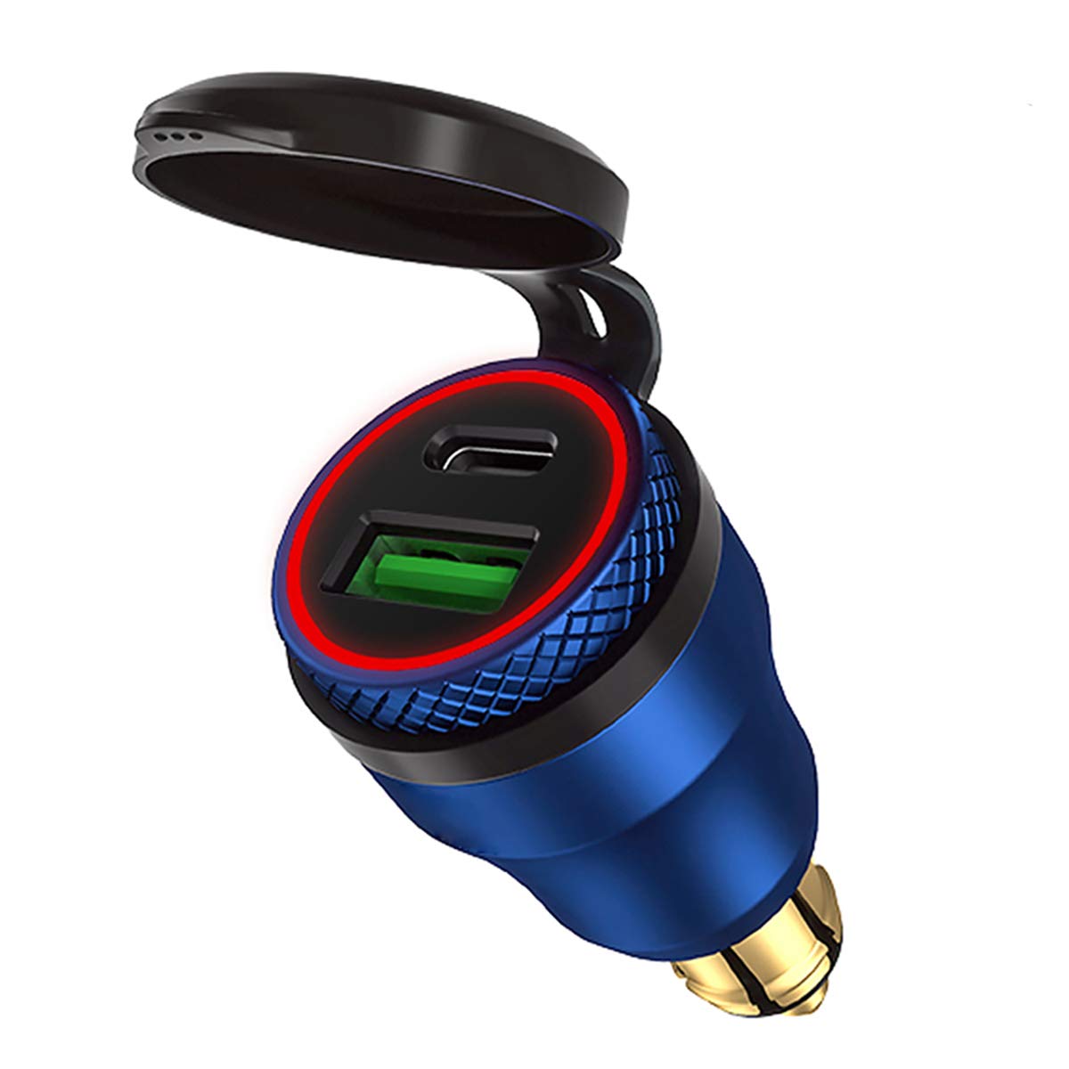 iMESTOU Aluminium 30W PD Charge USB C to Dual USB Power Adaptor, Quick Charge 3.0, Waterproof for 12V-24V Hella DIN Socket, BMW Ducati Triumph