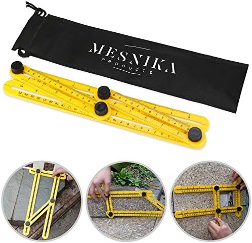 Angle Ruler, Measuring &amp; Template Tool, Angle-izer | Great for Construction Builders Craftsman Carpenters DIY | Tile Flooring Cutting Stones | W/ FREE Storage Bag
