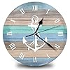 erolrail Anchor Navy Coastal Theme Home 12 Inch Silent Vintage Design Wooden Round Wall Clock Arabic Numerals Design Non… 51DeGQKfm2L. SS100