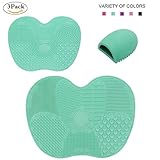 Brush Cleaning Pad, LORMAY Makeup Brush Cleaning Mat Set of 3 Portable Makeup Brush Scrubbers, Makeup Brush Cleaner Pad Kit (Mint Green)