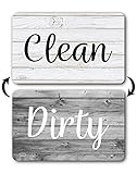 Gray and White Wood Clean Dirty Dishwasher