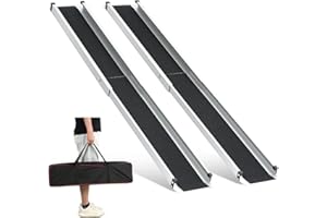 gardhom 1Pair 7FT Adjustable Wheelchair Ramp 84" L x 7.4" W Telescopic Ramps for Wheelchairs 600 lbs Portable Wheelchair Ramps for Steps Home Threshold Doorways Steps Stairs with Carrying Bag