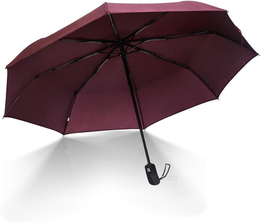 JBM Travel Umbrella Auto Open Compact Folding Sun & Rain Protection Windproof Portable Umbrella for Kids Women Men (Black, Red, Purple)