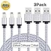 Cablex bc-53-cable Omitech 6' Nylon Braided Charging Cable Charger, 8-Pin Lightning to USB Cable Cord Compatible with iPhone 7/ 7 Plus/6/6s/6 plus/6s plus, iPhone 5/5s/5c, etc. - White - 3 Piece