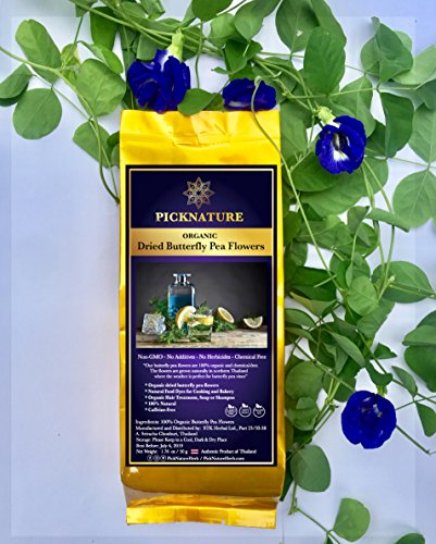 Organic dried butterfly pea flower (1.76 oz/50 g) with …