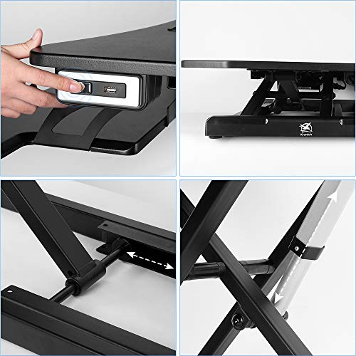 Kranich Electric Standing Desk Converter Height Adjustable Tabletop Desk Dual Monitor Desktop Riser