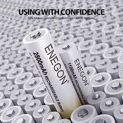 ENEGON AA Rechargeable Batteries 8 Pack, 2800mAh 1.2V Ni-MH High Capacity AA Batteries with Storage Case, Long Lasting & Eco-Friendly for Household Devices