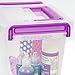 IRIS USA 2.3 Quart Modular Latching Box-Purple Handle, Clear, 1 Pack