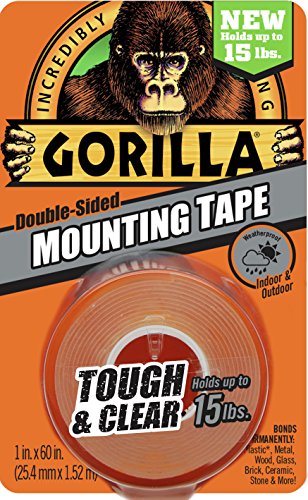 Gorilla Tough & Clear Double Sided Mounting Tape, 1 Inch x 60 Inches, Clear