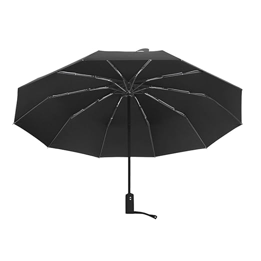 POOPHUNS Paraguas-Paraguas Automático-Plegable Paraguas-Con 10 Varillas, Contra Viento, Tela con Recubrimiento de Teflón T210, Paraguas de Viaje, Clásico, Tela Impermeable, Apertura Automático, Resistencia Óptima contra el Viento y la Lluvia, Muy Fuerte, Ultra Comodidad Mango, Portátil Ligero Para Viaje, Negro