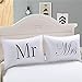 Sleepwish Mr and Mrs Pillowcases Couples Pillowcases His and Hers Pillowcases Set of 2 Pillow Covers Wedding Gifts (20 x 30 inch)