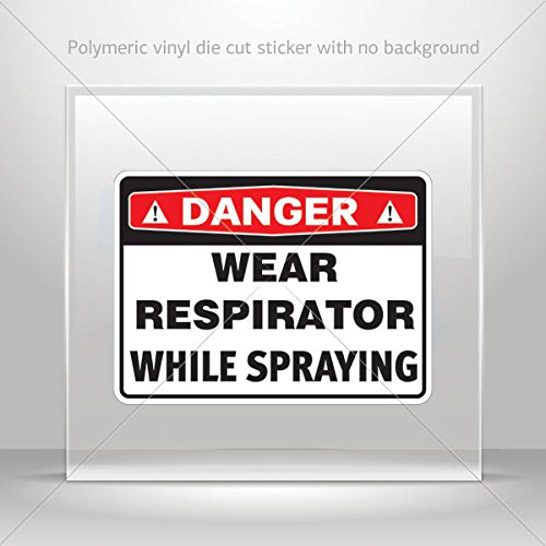 Sticker Danger Wear Respirator While Spraying Motorbike Weatherproof (6 X 4.41 Inches)
