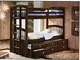 Twin/Twin Captains Bunk Bed with Trundle and Storage Drawers - Cappuccino Finish