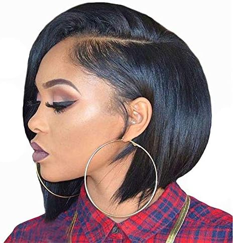 For Black Women Wigs Short Bob Straight Hair 13x4 Lace Front Wig 8a Brazilian Virgin Glueless Silky Straight Hair Wigs with Baby Hair Natural Color 130% Density 8in Kadoyee Hair