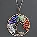 BOUTIQUELOVIN Tree of Life Pendant Copper Wire Wrap 7 Chakra Healing Gemstone Necklace on 30