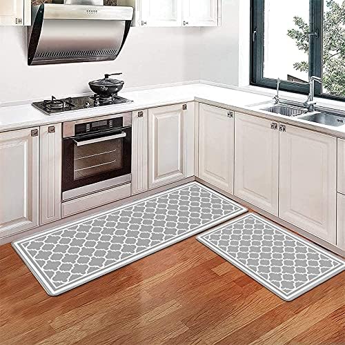 Pauwer Anti Fatigue Kitchen Rug Set of 2 Non Slip Waterproof Kitchen