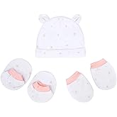 JOTDEW Newborn Hat Mitten Sock Baby Beanies Preemie Cotton Hats for Baby Boys Girls 0-6 Months