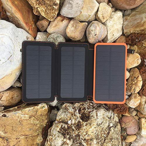 Solar Charger 24000mAh,Solar Power Bank Waterproof Dual USB Output with 3 Solar Panels External Battery Bank with Flashlight for iPhone,Samsung,iPad and Outdoor Camping(Orange) - Thumbnail 5