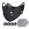 Sportmasker tegen stof voor fietsers en outdooractiviteiten, wasbaar, met 5 actieve koolfilters en 4 reserveventielen