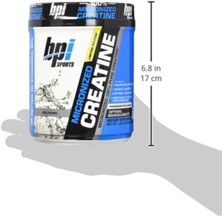 BPI Sports Micronized Creatine - Increase Strength - Reduce Fatigue - Lean Muscle Building - 100% Pure Creatine - Better Absorption - Supports Muscle Growth - Unflavored - 120 Servings - 21.16 Ounce: Health & Personal Care