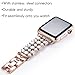 FanTEK Band for iWatch 42mm / 44mm, Luxury Crystal Bling Rhinestone Diamond Bracelet Strap, Adjustable Stainless Steel Replacement Band Compatible with iWatch Series 5/4/3/2/1 Rose Gold