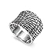 925 Sterling Silver 17 mm Wide Oxidized Detailed Woven Ring Thumb Ring Nickle Free - Size 8