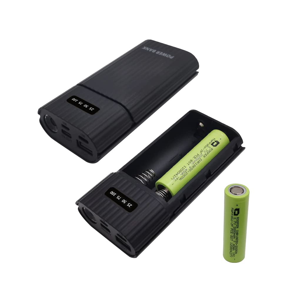 モバイルバッテリー 18650バッテリー 懐中電灯 1台3役 電池 4000mAh 大容量 携帯充電 スマホ充電器 2A急速充電 USBポート Lightning/Type-C/Micro-B入力ポート LCD残量表示 バッテリー 大容量 モバイル 18650リチウム電池2本付き 18650電池充電器 バッテリー取り外し可能 安全保護 PSE認証済み の商品画像