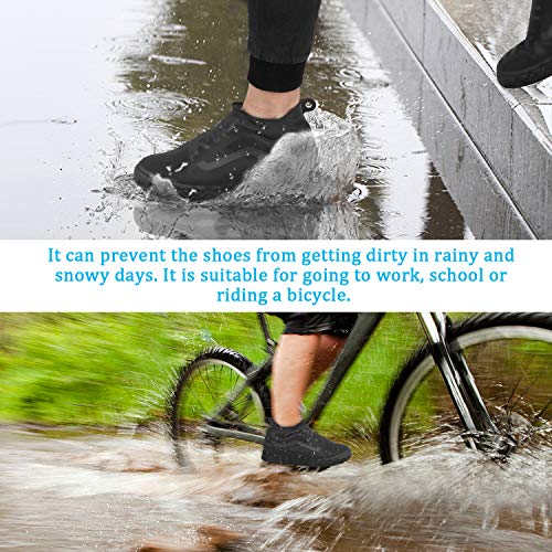 AOGUERBE Waterproof Silicone Boot and Shoe Covers, Reusable Rubber Shoe Protectors Men/Women Covers for Shoes Rain Silicone Protector for Outdoor/Indoor/Walking Non Slip Stretchable (Large, Black)