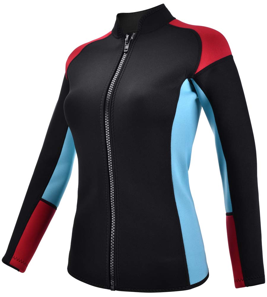REALON Wetsuits Top Jacket Women Men 2mm Neoprene Long Sleeve Shirt 3mm Front Zipper Vest Wet Suit Keep Warm for Adult Youth Kids Diving Surf Swim Water Sports