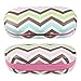 OptiPlix Dual Glasses and Contacts Case - Double Sided 2 in 1 Clamshell Hard Case for Eyeglasses and Contact Lenses with Mirror - Pastel Chevron With Matte Finish