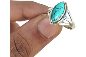 925 Sterling Silver Ring for Womens & Girls, Turquoise Ring Gemstone Unique Handcrafted Ring for Mother's Day Gift (US Size 9